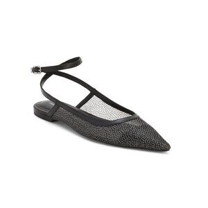 FREE PEOPLE Black Leather Sheer Glitter Jules Flats